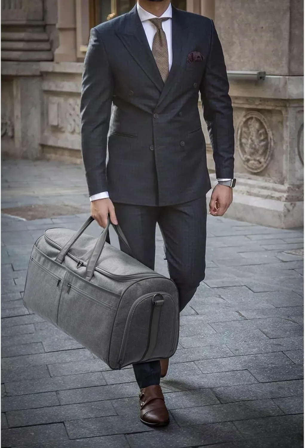 S-ZONE 50L Convertible Travel Garment Bag Carry on Garment Duffel Bag for Men Women 2 in 1 Hanging Suitcase Suit Business Travel Bag, Gray