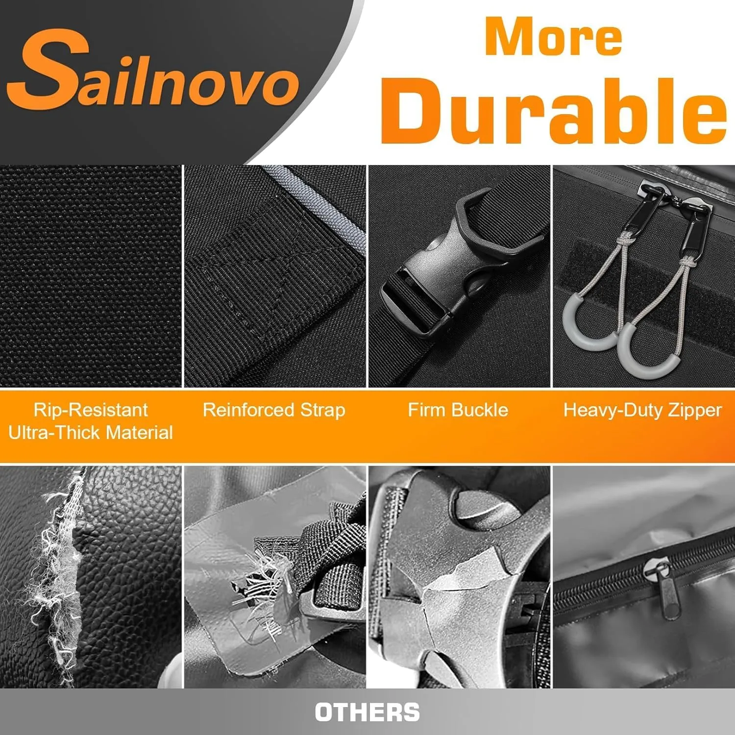 Sailnovo Car Rooftop Cargo Carrier Roof Bag Waterproof 15 Cubic Feet for Top of Vehicle with/Without Rack Car Top Carrier with 4*Door Hooks, Reinforced Straps & Storage Bag 1000D
