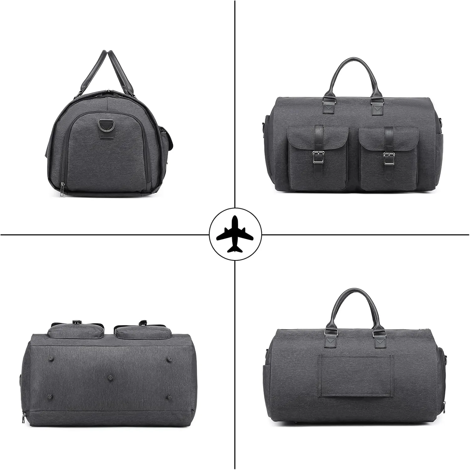 seyfocnia Convertible Travel Garment Bag,Carry on Garment Duffel Bag for Men Women - 2 in 1 Hanging Suitcase Suit Business Travel Bag