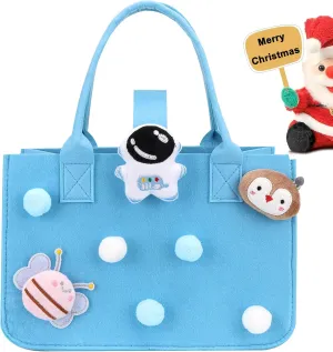 SIADEE Storage Creative Felt Gift bags for Kids Birthday Gift Happy Bithday Gift Bags Christmas bags Travel Bag Tote Bag Lightweight Foldable Big Gift Bag (Blue Astronaut)