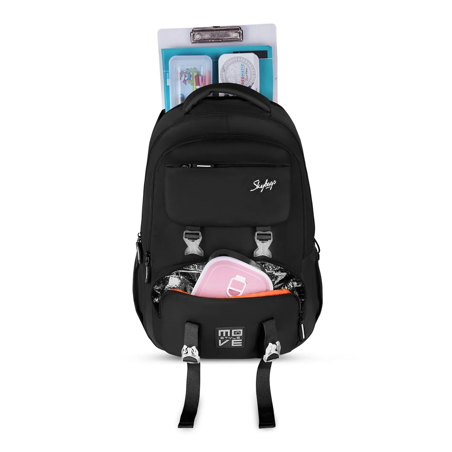 SKYBAGS SONIC PRO School Backpack for Boys & Girls, 42L, 3 Compartments Insulated Tiffin Compartment, Laptop Bag, Organizer   File Sleeve, Stylish & Trendy, Water Resistant, Lightweight Bags School