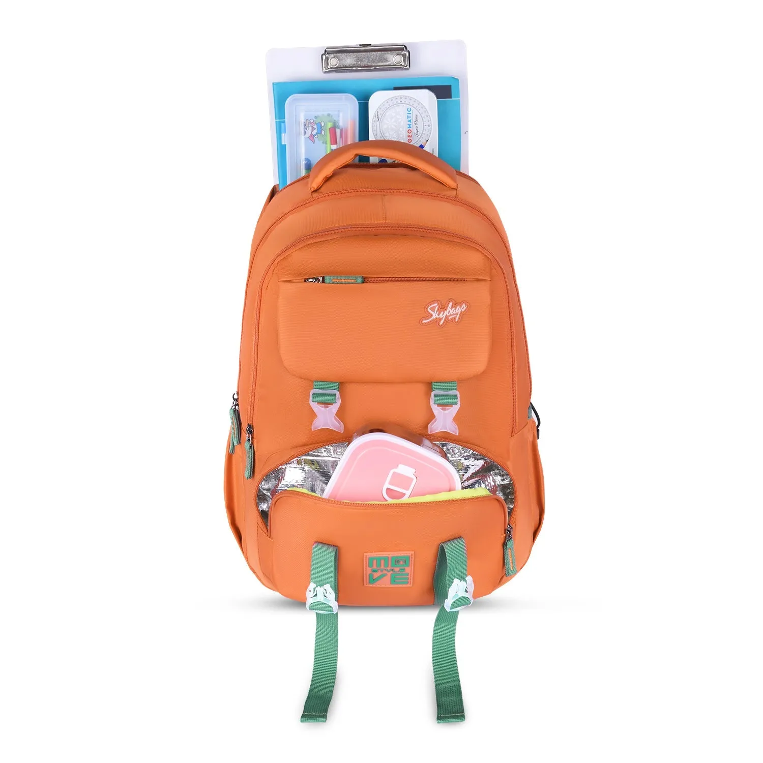 SKYBAGS SONIC PRO School Backpack for Boys & Girls, 42L, 3 Compartments Insulated Tiffin Compartment, Laptop Bag, Organizer   File Sleeve, Stylish & Trendy, Water Resistant, Lightweight Bags School
