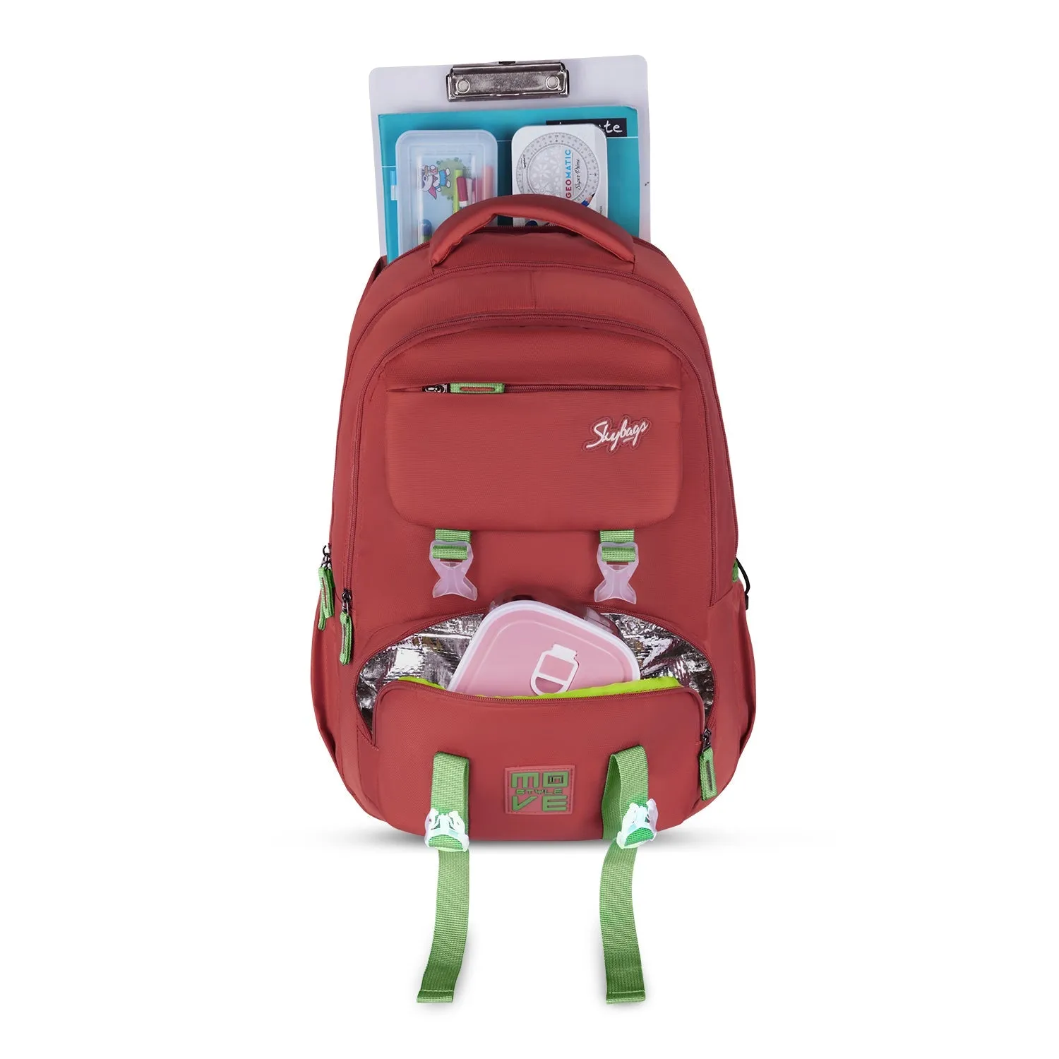 SKYBAGS SONIC PRO School Backpack for Boys & Girls, 42L, 3 Compartments Insulated Tiffin Compartment, Laptop Bag, Organizer   File Sleeve, Stylish & Trendy, Water Resistant, Lightweight Bags School