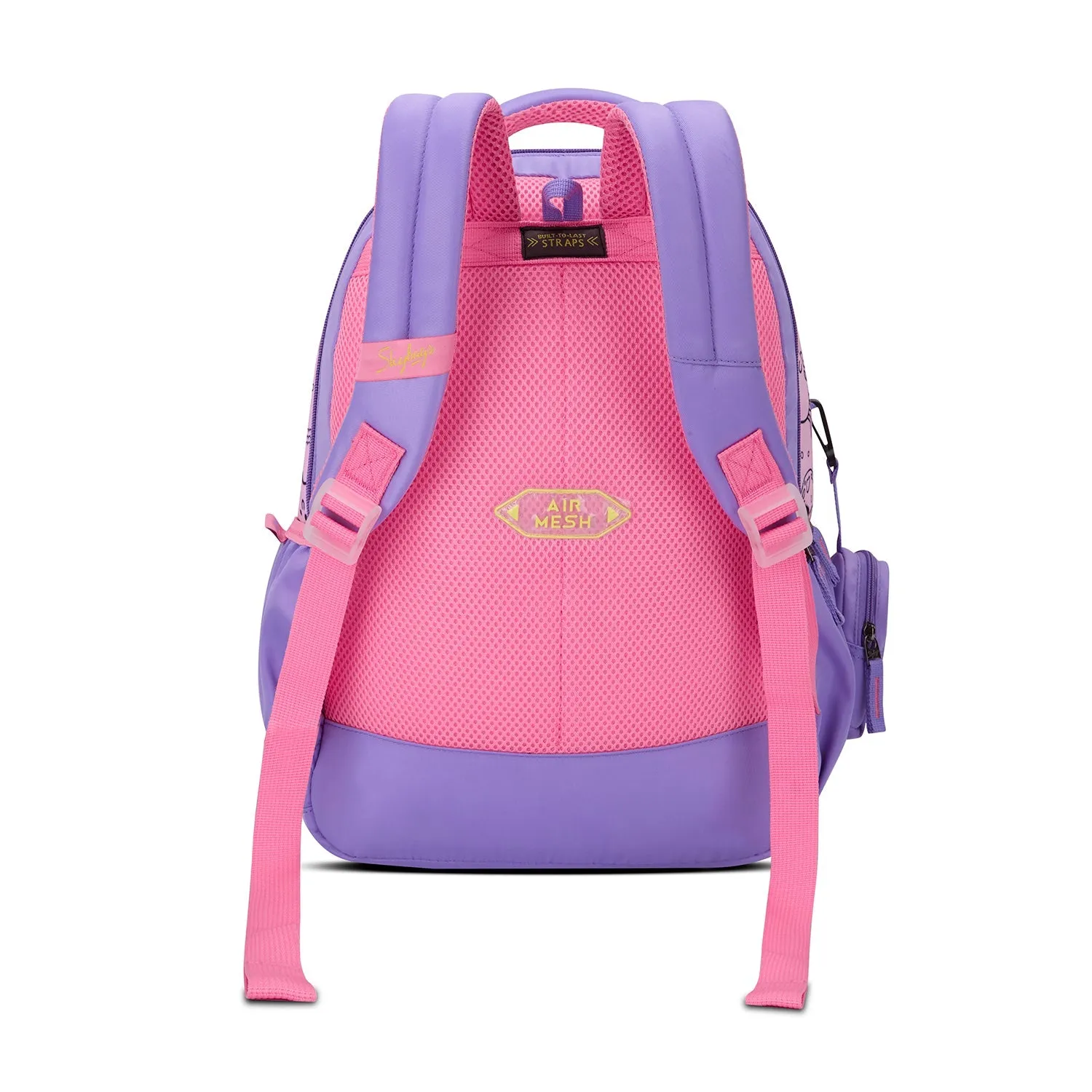 SKYBAGS|Ruby |Purple|School Bag for kids| School Bag for girl|3 Compartments|2 side bottle pockets|22 Litres|Soft Feel Fabric