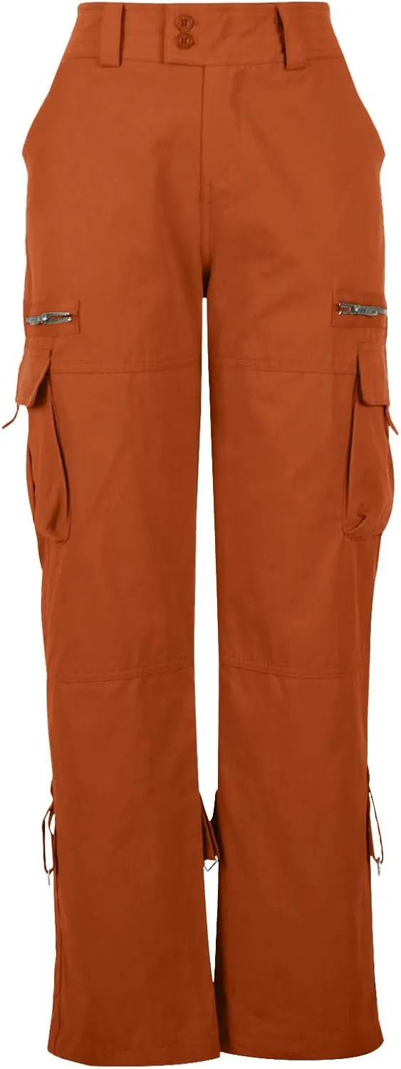 SMIDOW Low Rise Cargo Pants for Women Plus Size Baggy Stretchy Wide Leg Pants Pockets Y2K Streetwear Combat Military Trousers