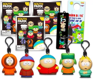 South Park Blind Bags 3 Pack - Party Favors Bundle With 3 Mystery Foam Clips Plus Bookmark | Figural Bag Clips for Kids