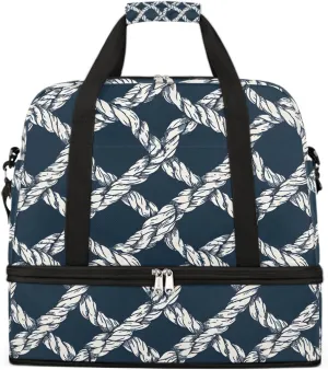 Sports Gym Bag Black And White Grid Rope Large Travel Duffel Bag With Shoe Compartment Foldable Waterproof Carry-On Weekend Travel Bags for Camping Overnight Yoga Hospital Travel Bags