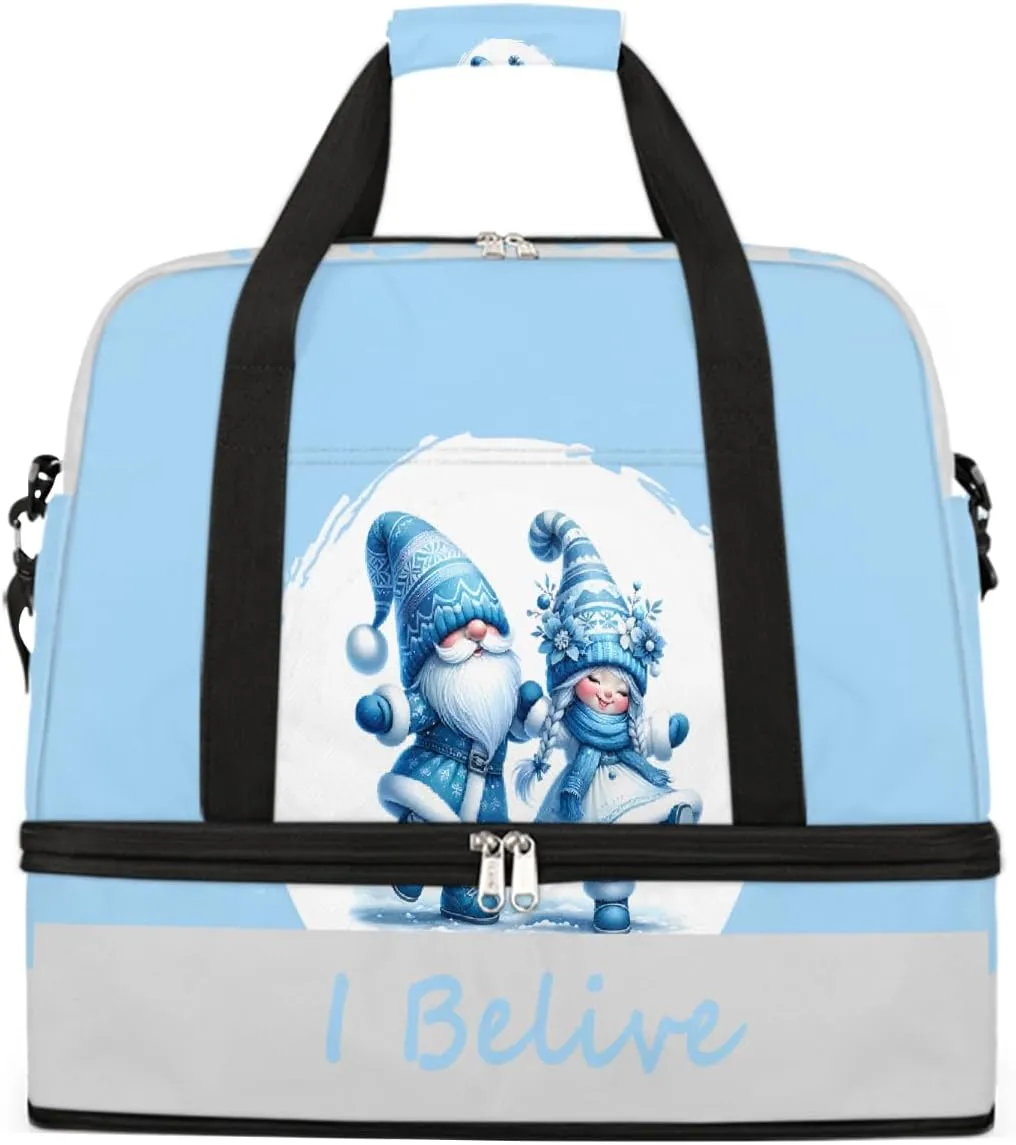 Sports Gym Bag Blue Lively Dwarf Large Travel Duffel Bag With Shoe Compartment Foldable Waterproof Carry-On Weekend Travel Bags for Camping Overnight Yoga Hospital Travel Bags