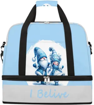 Sports Gym Bag Blue Lively Dwarf Large Travel Duffel Bag With Shoe Compartment Foldable Waterproof Carry-On Weekend Travel Bags for Camping Overnight Yoga Hospital Travel Bags