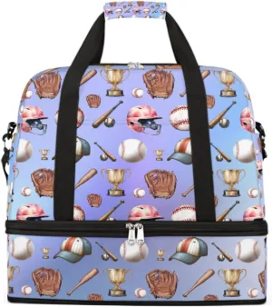 Sports Gym Bag Sports Baseball Tiles Large Travel Duffel Bag With Shoe Compartment Foldable Waterproof Carry-On Weekend Travel Bags for Camping Overnight Yoga Hospital Travel Bags