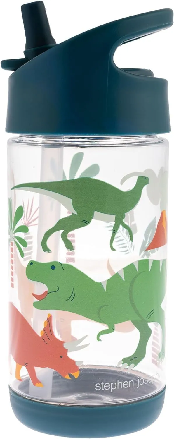 Stephen Joseph, Kids Flip Top Water Bottle, 10 oz Tritan BPA Free, Water Bottle for Girls & Boys, Back to School Flip Top Bottle, Blue Dino