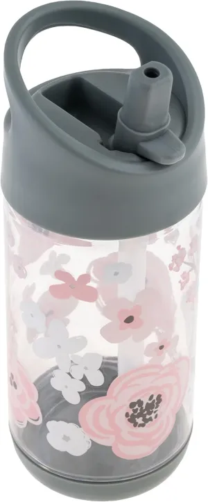 Stephen Joseph, Kids Flip Top Water Bottle, 10 oz Tritan BPA Free, Water Bottle for Girls & Boys, Back to School Flip Top Bottle, Charcoal Flower