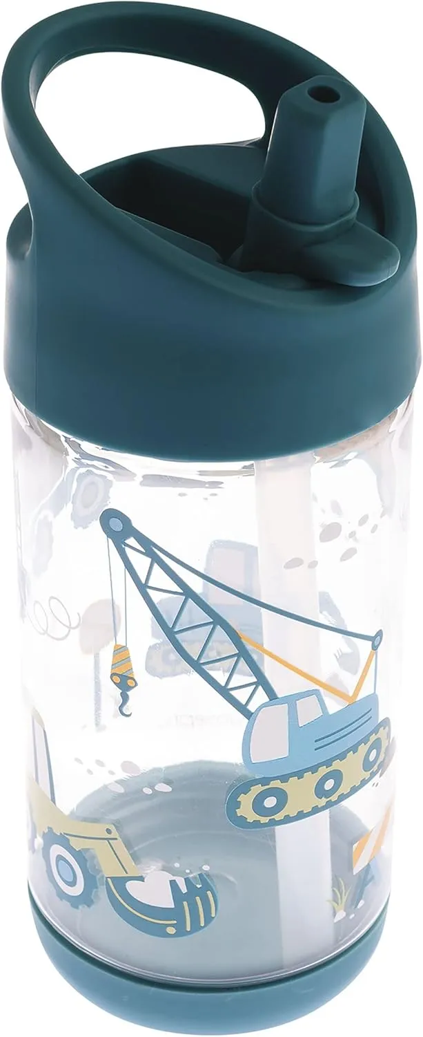 Stephen Joseph, Kids Flip Top Water Bottle, 10 oz Tritan BPA Free, Water Bottle for Girls & Boys, Back to School Flip Top Bottle, Construction