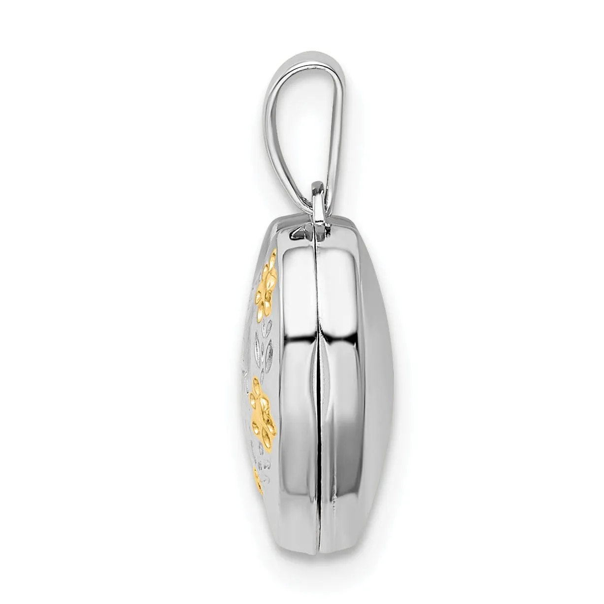 Sterling Silver Rhodium-plated and Gold-tone Floral Mom Heart Locket