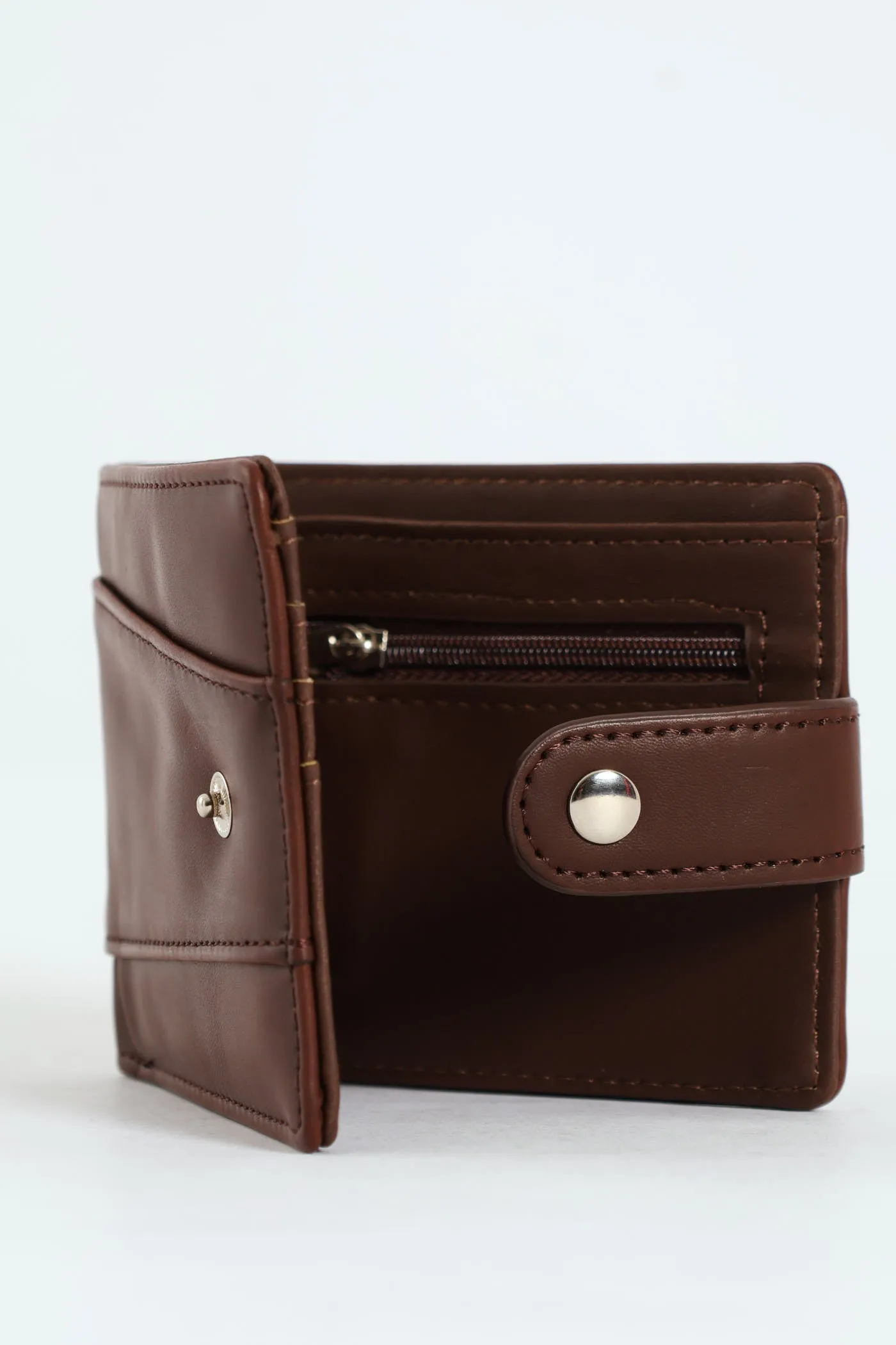Stitch Detail Fold Wallet - Dark Brown