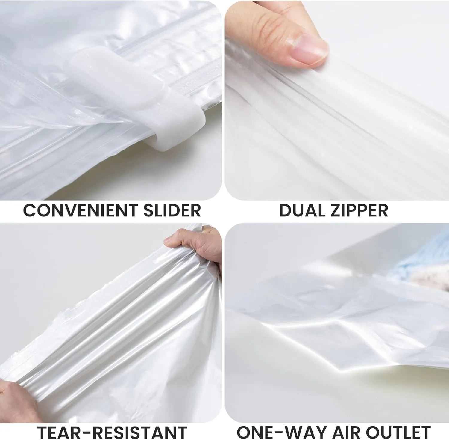 TAILI 12 Pack Travel Compression Bags, Roll Up Space Saver Bags (6 Large 6 Medium), No Vacuum Needed Reusable Packing for Luggage, Suitcase, Backpack, Travel Essentials, Cream