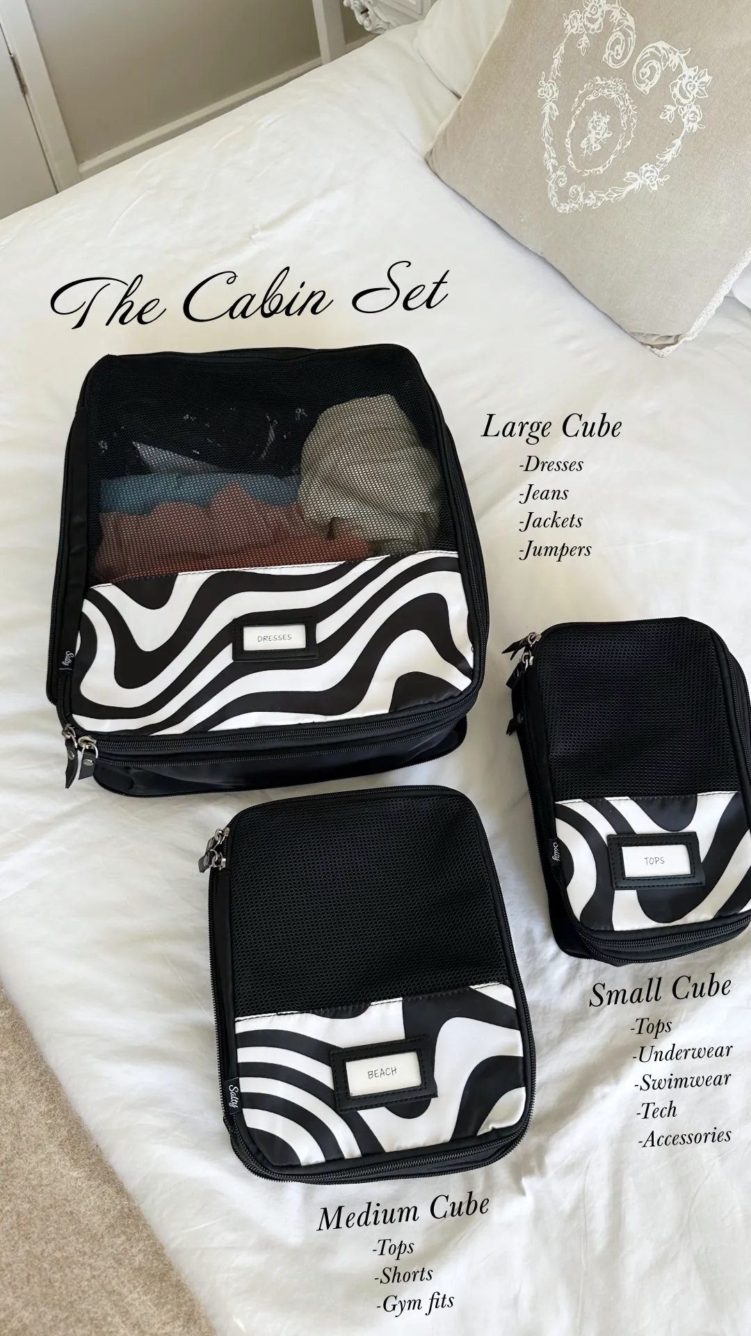 The Cabin Set - Compression Packing Cubes 3pc Distorted Lines