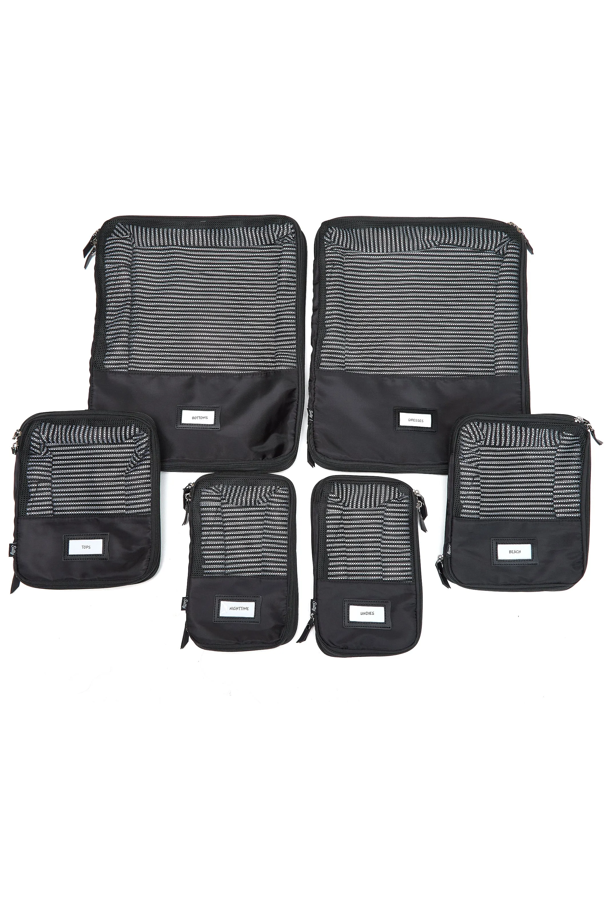 The Suitcase Set - Compression Packing Cubes 6pc Black