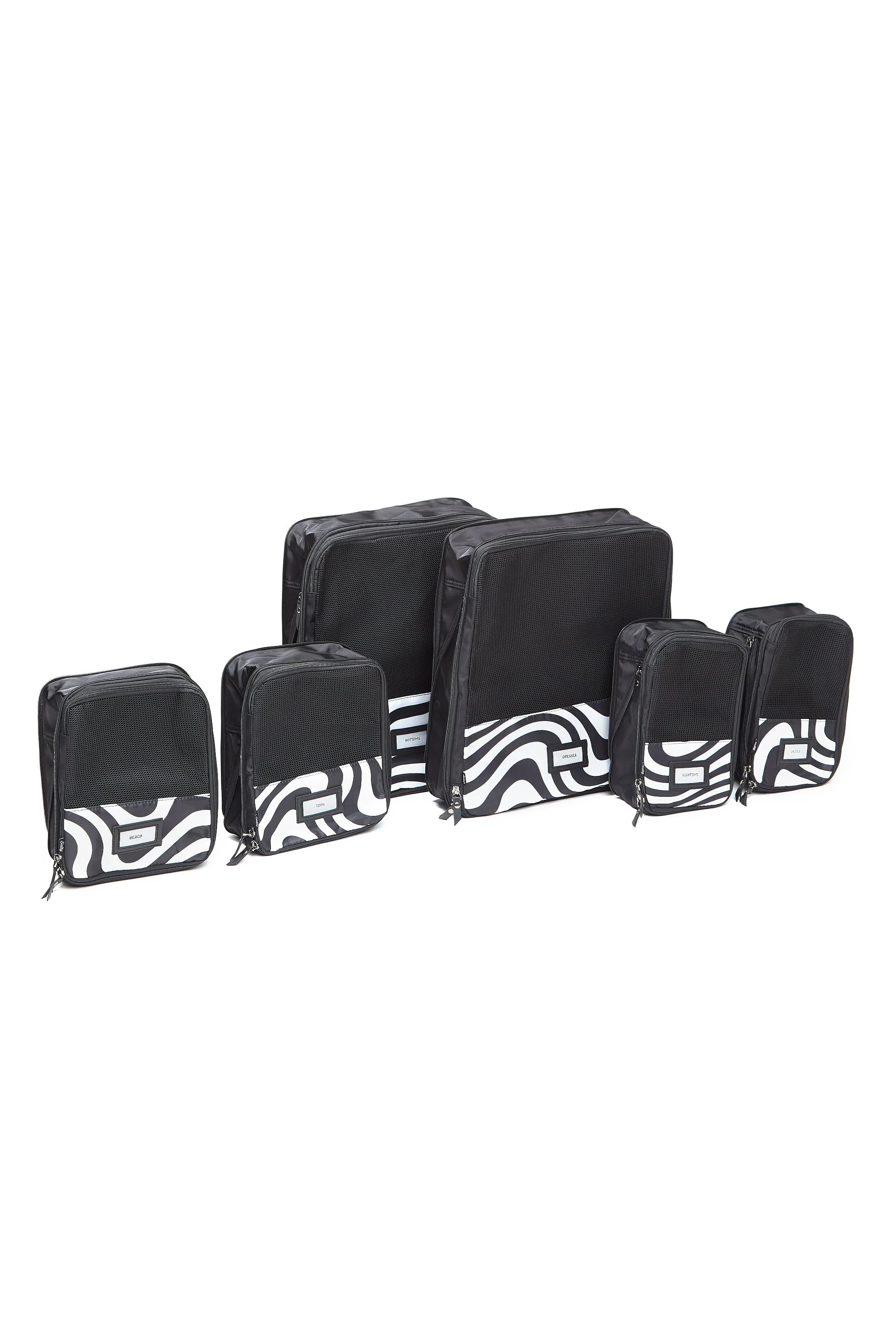 The Suitcase Set - Compression Packing Cubes 6pc Distorted Lines