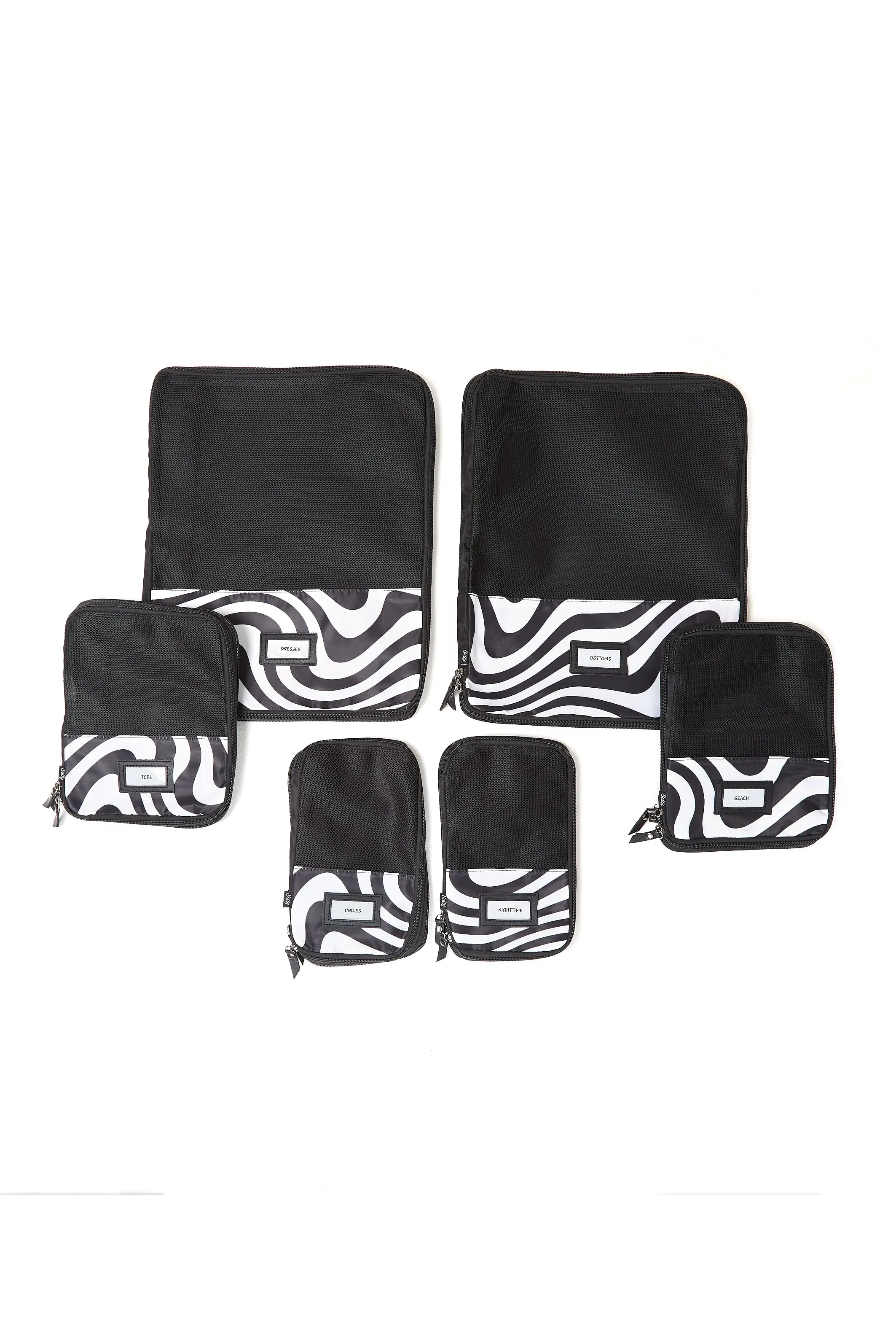 The Suitcase Set - Compression Packing Cubes 6pc Distorted Lines