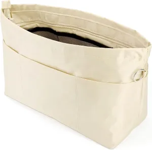 Time Wing Handbag Tote Purse Organizer Insert Bag Liner Shaper Divider Zipper 11 Pockets Compartments X Large Beige