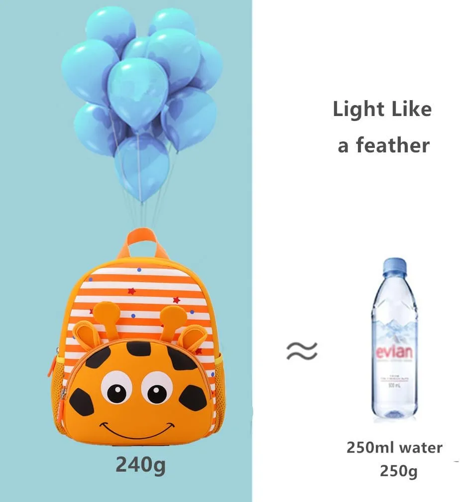Toddler Backpack Neoprene Zoo Kids Casual Backpack Water Resistance Kindergarten Preschool Bags for Little Boys Girls (Giraffe)
