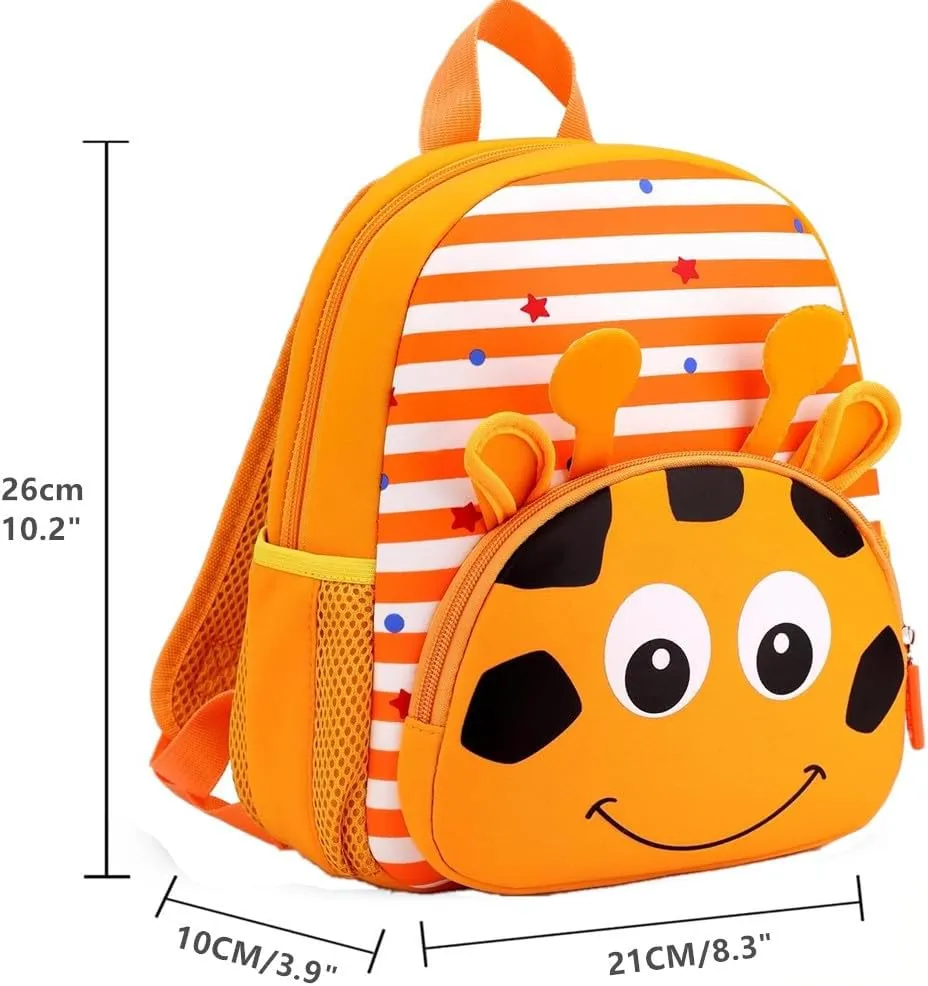 Toddler Backpack Neoprene Zoo Kids Casual Backpack Water Resistance Kindergarten Preschool Bags for Little Boys Girls (Giraffe)