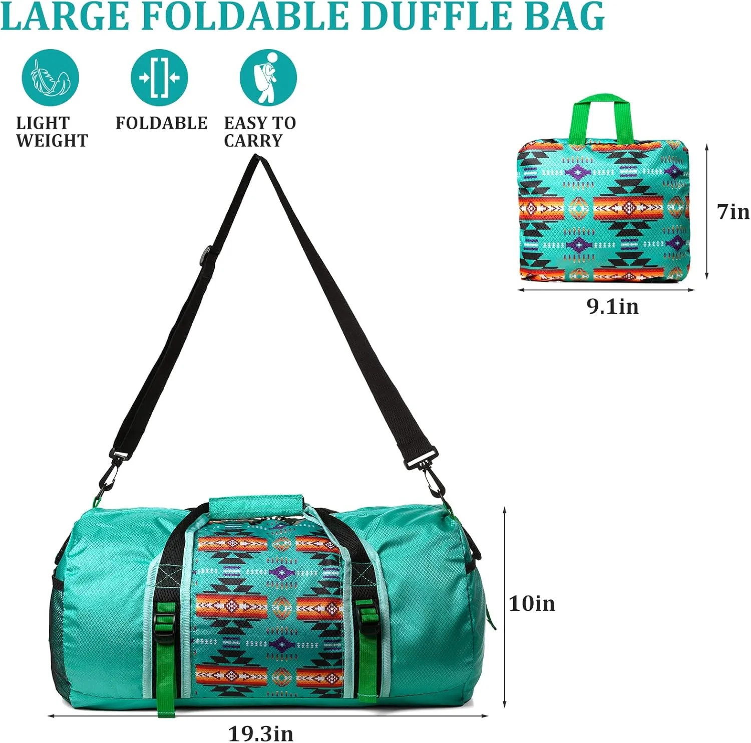 Travel Duffel Bag for Women Men, Lightweight Packable Duffle Bag for Gym, with Pocket and Adjustable Strap for Camping Travel Gear