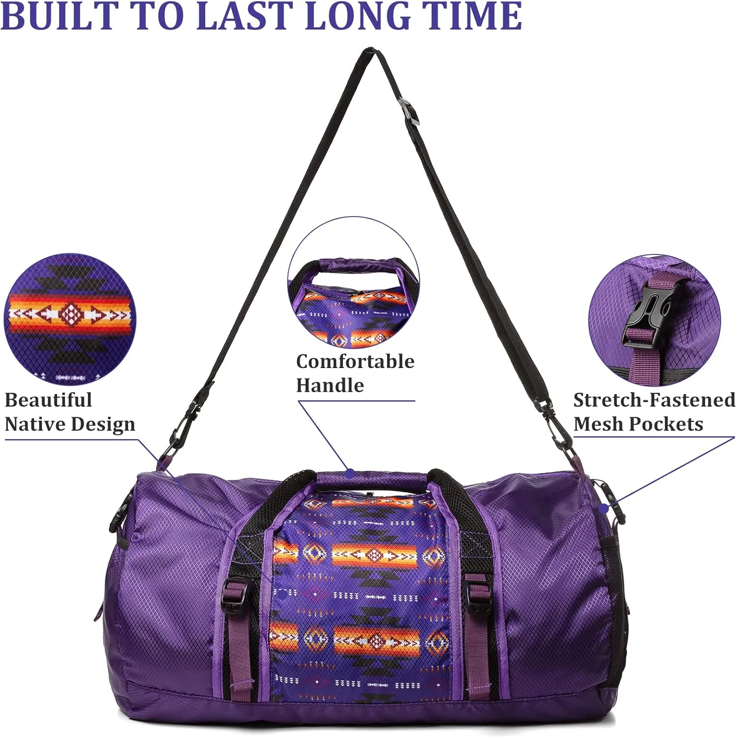 Travel Duffel Bag for Women Men, Lightweight Packable Duffle Bag for Gym, with Pocket and Adjustable Strap for Camping Travel Gear