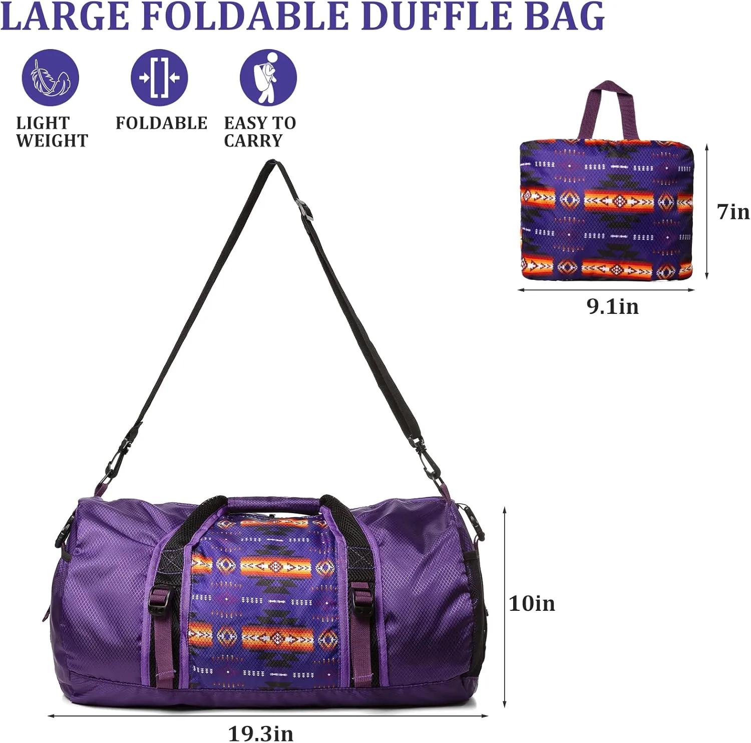 Travel Duffel Bag for Women Men, Lightweight Packable Duffle Bag for Gym, with Pocket and Adjustable Strap for Camping Travel Gear