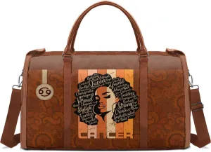 Travel Duffle Bag - Personalized Leather Foldable Travel Bag First Bump, Gifts For Dad, Mom On Father's Day, Christmas, Birthday (Fabric, Horoscope Brown)