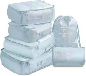 Travel Packing Cubes, VAGREEZ Lightweight Luggage Organizers Bags Set for Carry on Suitcase(6 Pcs Light Blue)