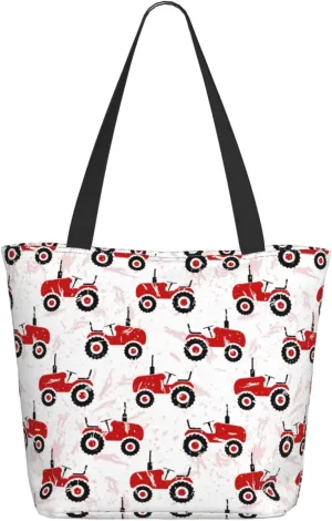 Travel Tote Bag for Women Work - Lightweight Red Wheeled Tractors Shoulder Bag Nurse Bag Beach Handbags for Women, Fashion Large Tote Purse for Women with Zipper