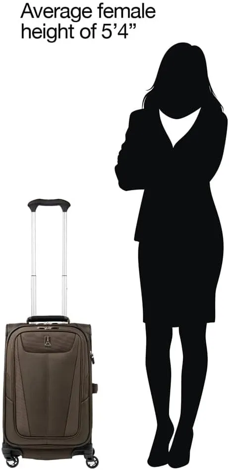 Travelpro Maxlite 5 Softside Expandable Carry on Luggage with 4 Spinner Wheels, Lightweight Suitcase, Men and Women, Mocha, Carry On 21-Inch