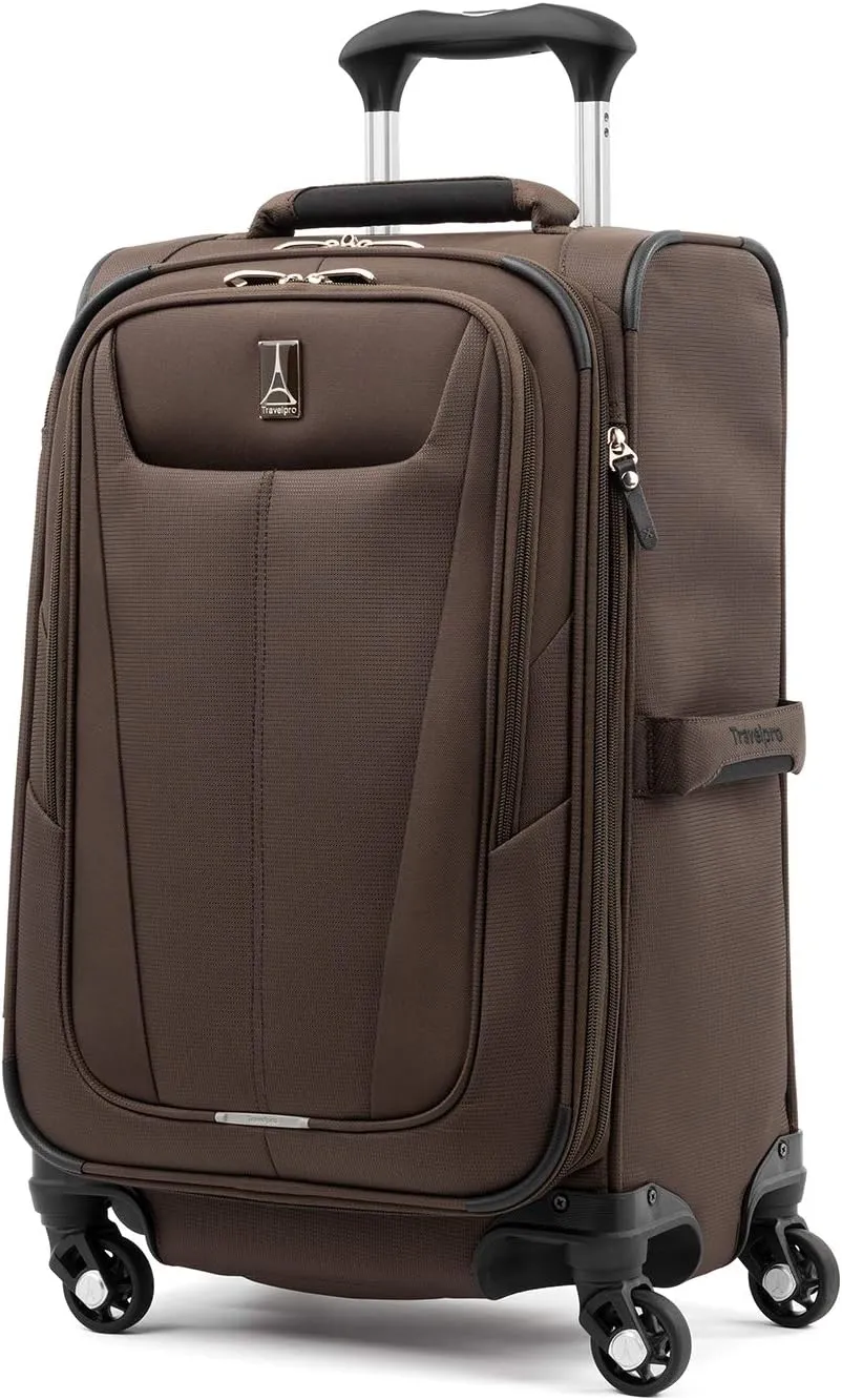Travelpro Maxlite 5 Softside Expandable Carry on Luggage with 4 Spinner Wheels, Lightweight Suitcase, Men and Women, Mocha, Carry On 21-Inch