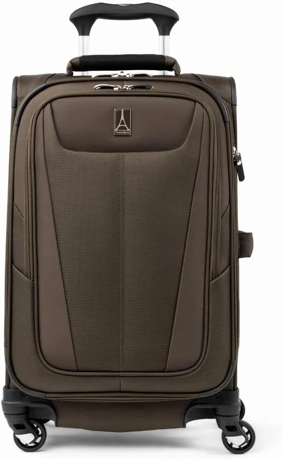 Travelpro Maxlite 5 Softside Expandable Carry on Luggage with 4 Spinner Wheels, Lightweight Suitcase, Men and Women, Mocha, Carry On 21-Inch