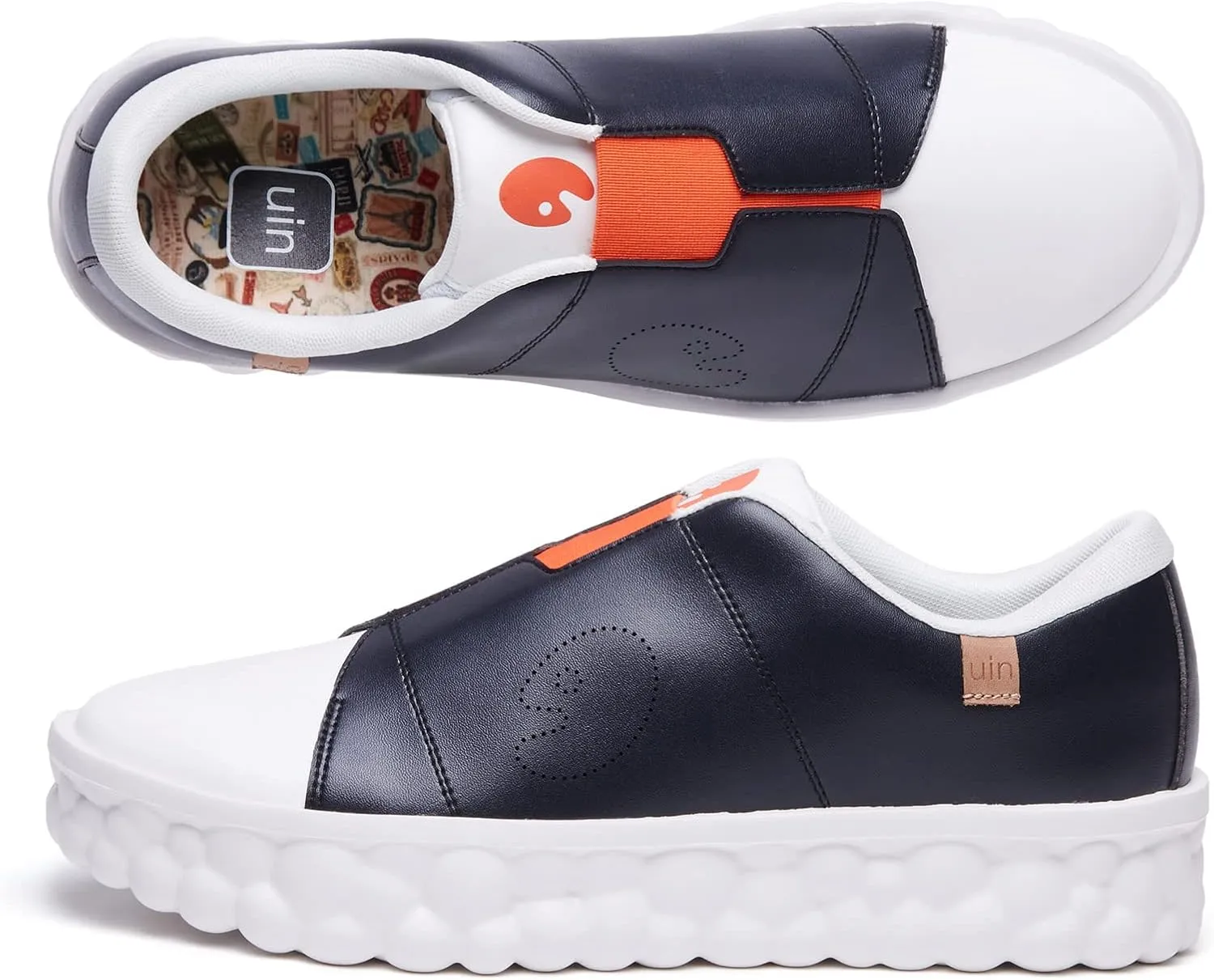 UIN Men's Fashion Sneakers Lightweight Walking Casual Slip Ons Art Painted Athletic Travel Skate Shoes Las Ramblas
