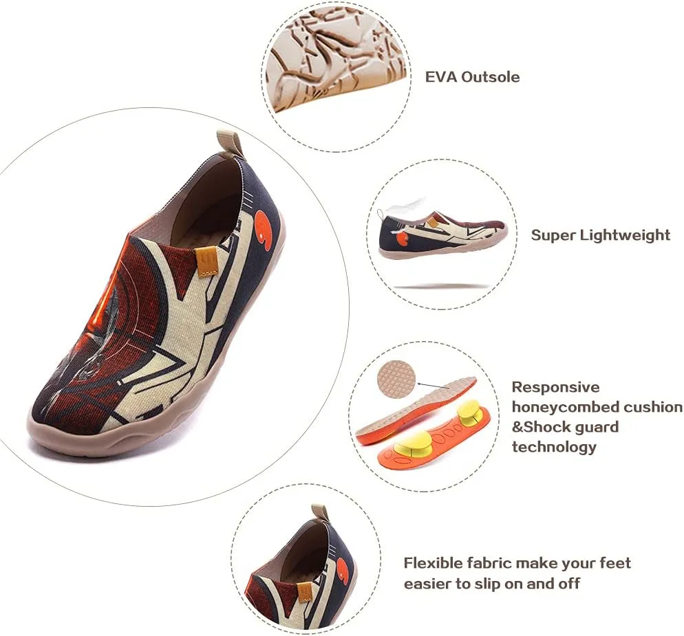 UIN Men's Loafers Lightweight Knitted Sneakers Walking Casual Slip Ons Funny Style Art Painted Travel Shoes