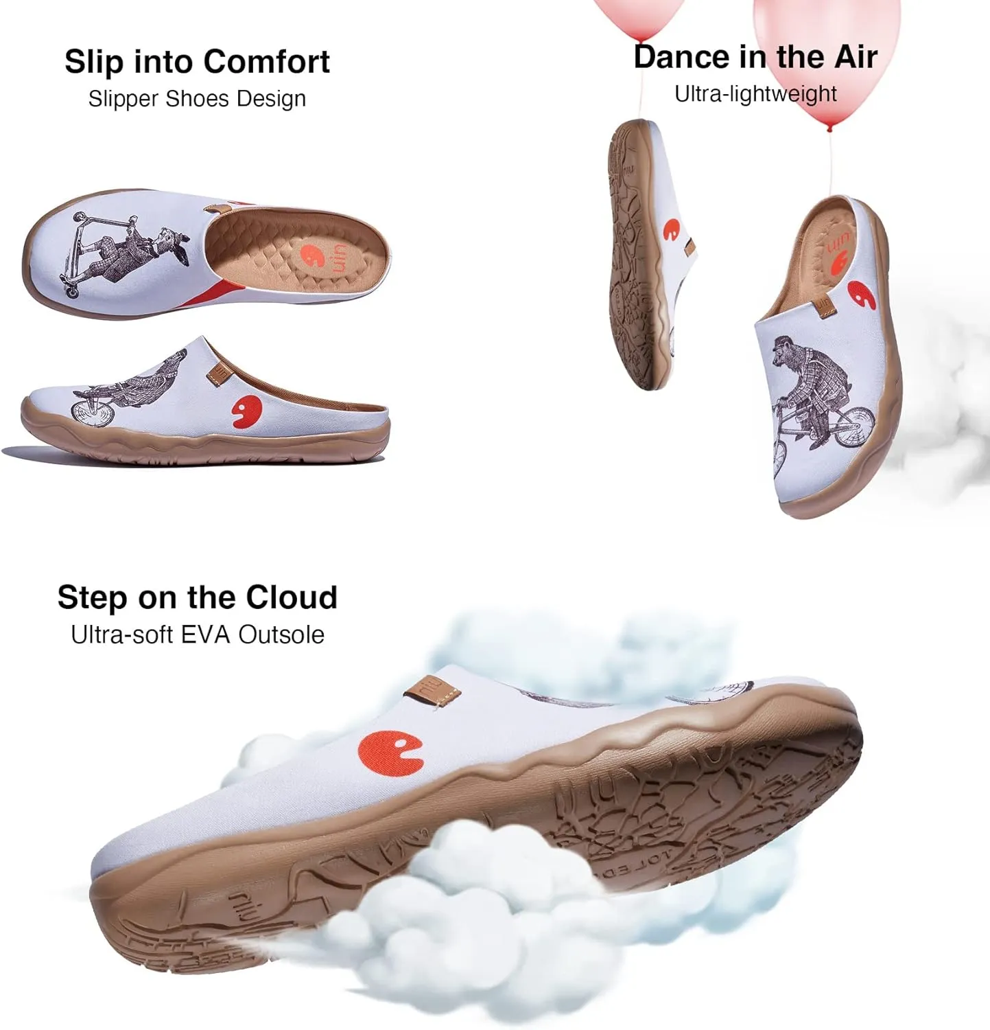 UIN Men's Painted Slipper Lightweight Comfort Mules Walking Casual Household Slip Ons Art Travel Shoes Malaga