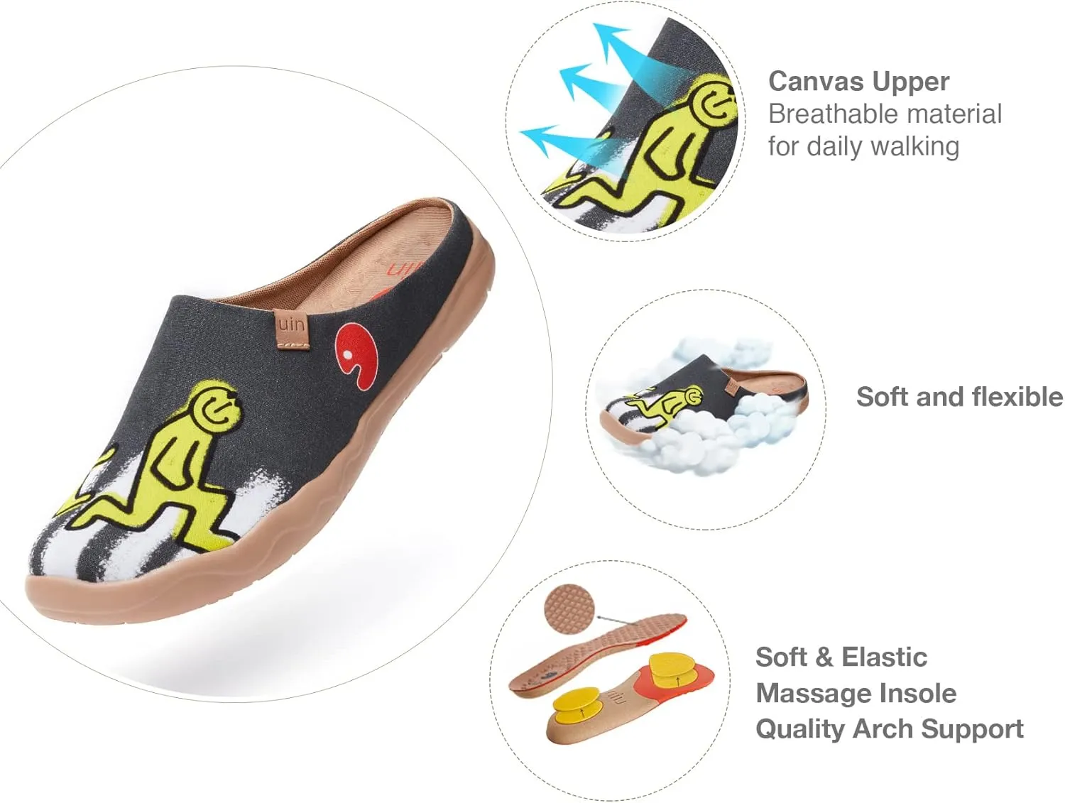 UIN Men's Painted Slipper Lightweight Comfort Mules Walking Casual Household Slip Ons Art Travel Shoes Malaga
