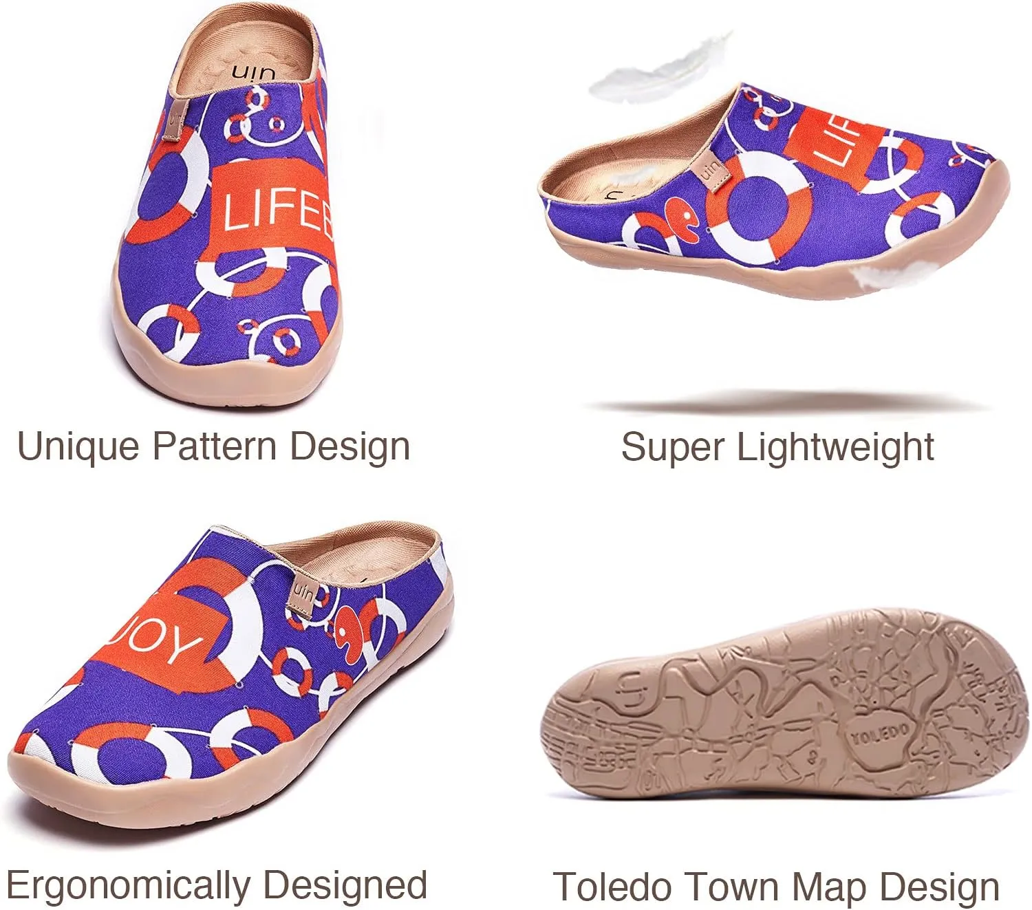UIN Men's Painted Slipper Lightweight Comfort Mules Walking Casual Household Slip Ons Art Travel Shoes Malaga