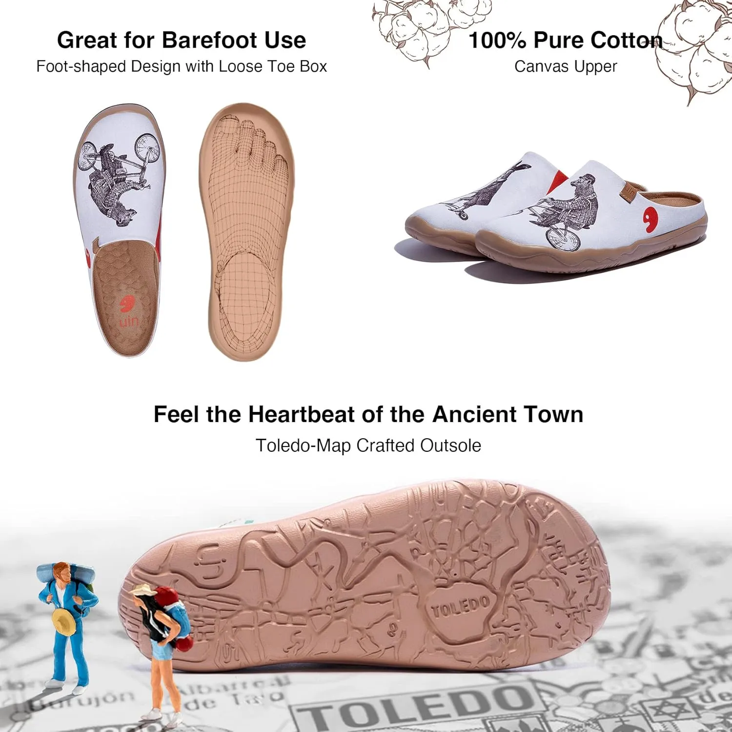 UIN Men's Painted Slipper Lightweight Comfort Mules Walking Casual Household Slip Ons Art Travel Shoes Malaga