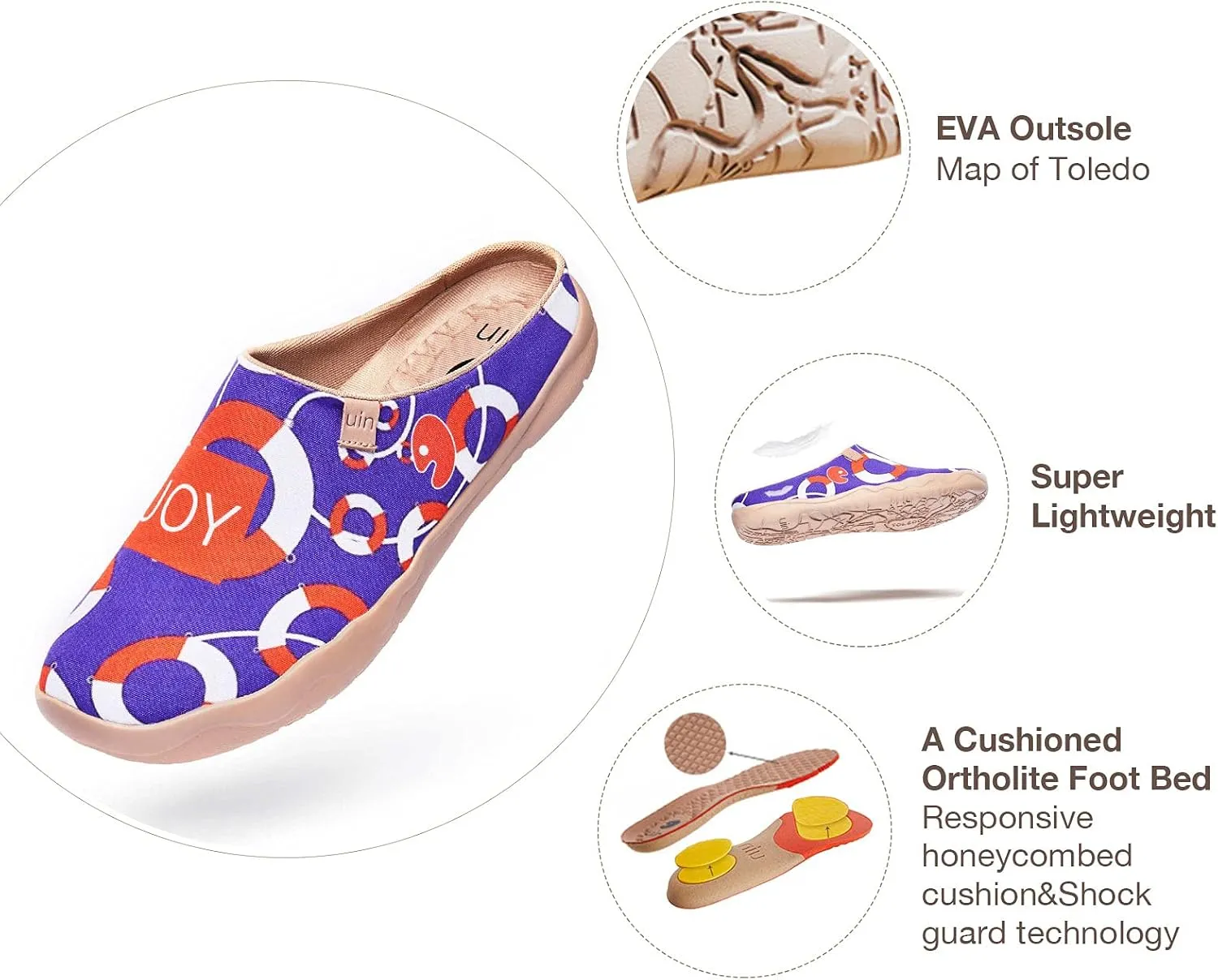 UIN Men's Painted Slipper Lightweight Comfort Mules Walking Casual Household Slip Ons Art Travel Shoes Malaga