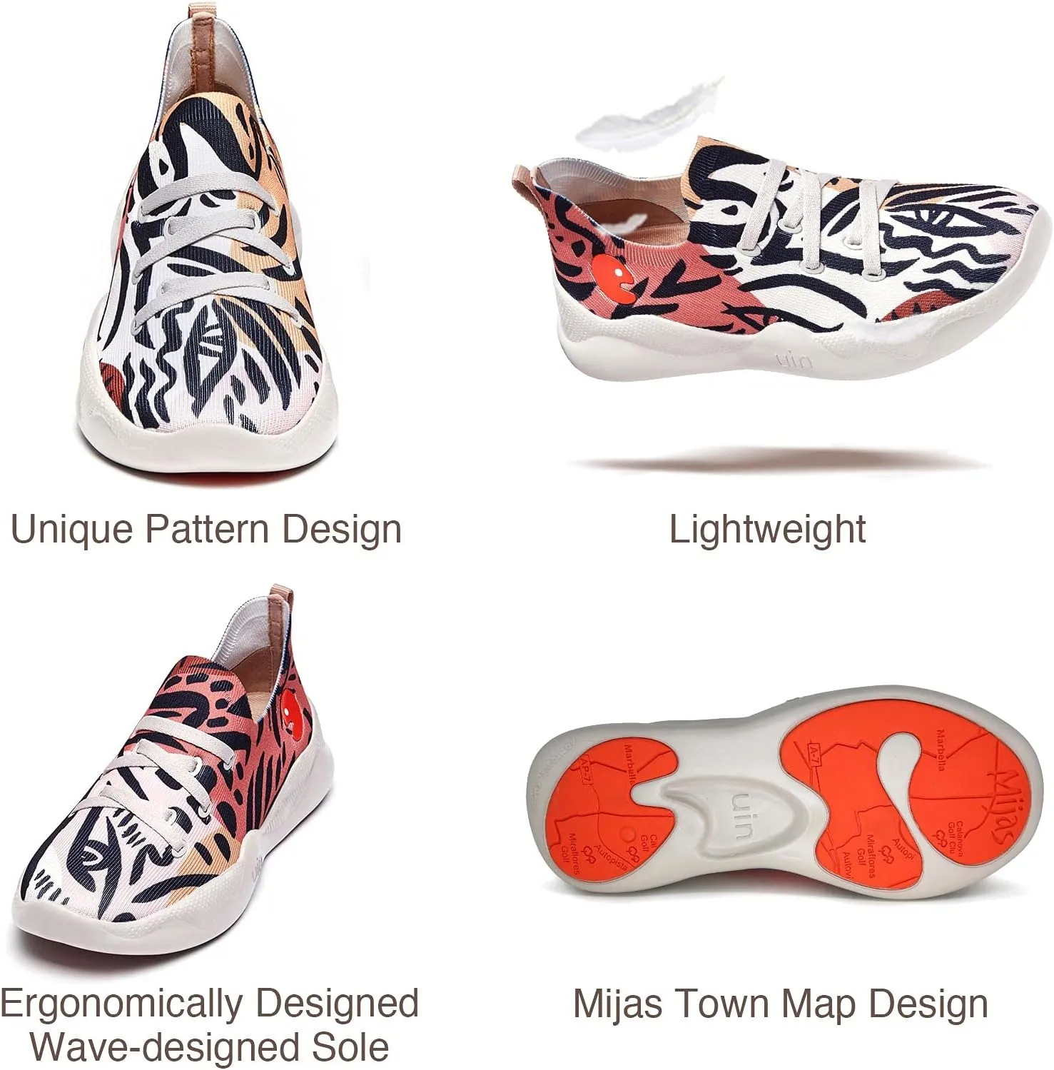 UIN Women's Fashion Sneakers Lightweight Walking Casual Slip Ons Comfortable Art Painted Athletic Travel Shoes