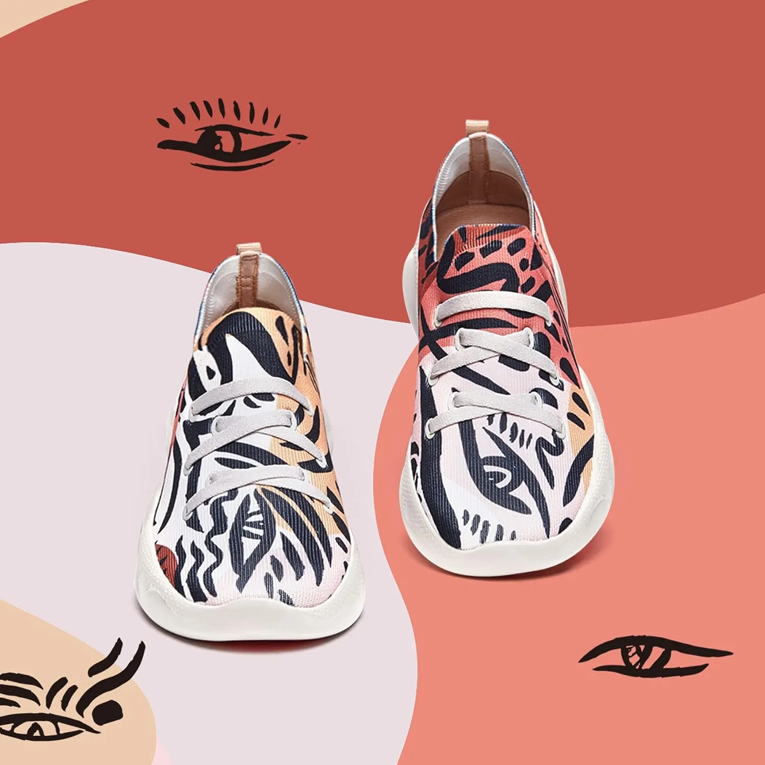 UIN Women's Fashion Sneakers Lightweight Walking Casual Slip Ons Comfortable Art Painted Athletic Travel Shoes