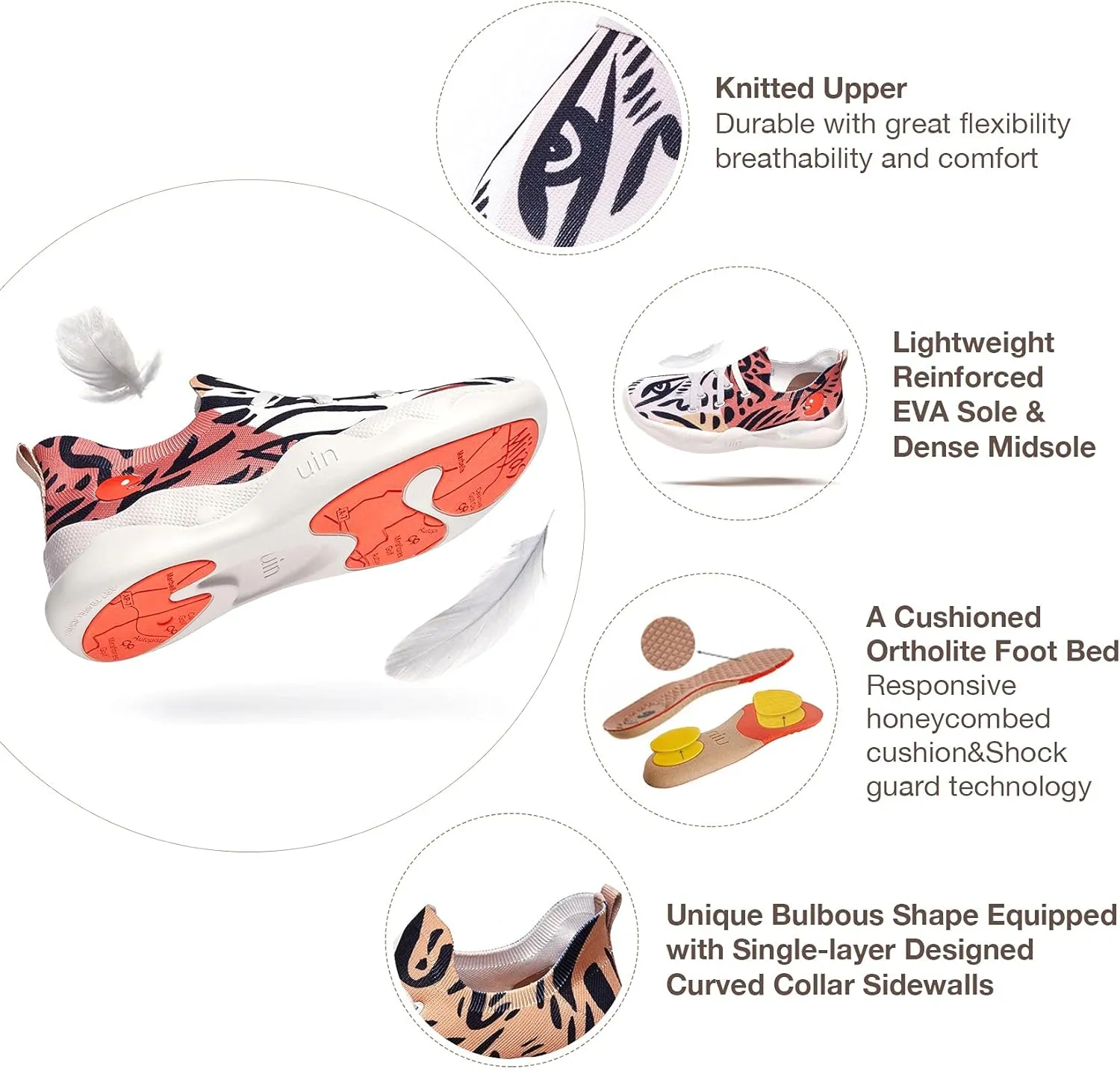 UIN Women's Fashion Sneakers Lightweight Walking Casual Slip Ons Comfortable Art Painted Athletic Travel Shoes