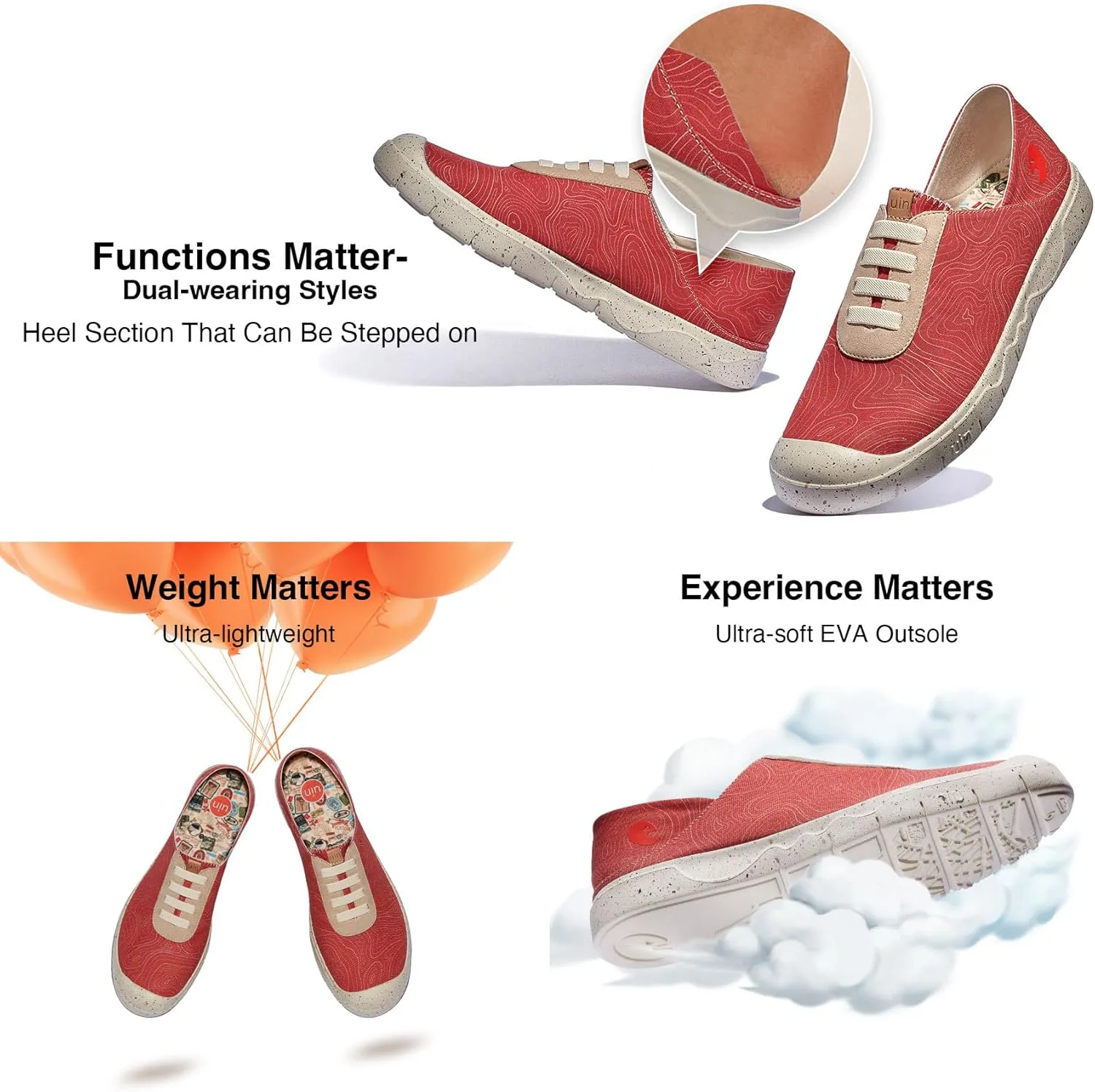 UIN Women's Fashion Sneakers Lightweight Walking Casual Slip Ons Loafers Comfortable Art Painted Travel Shoes Cadiz