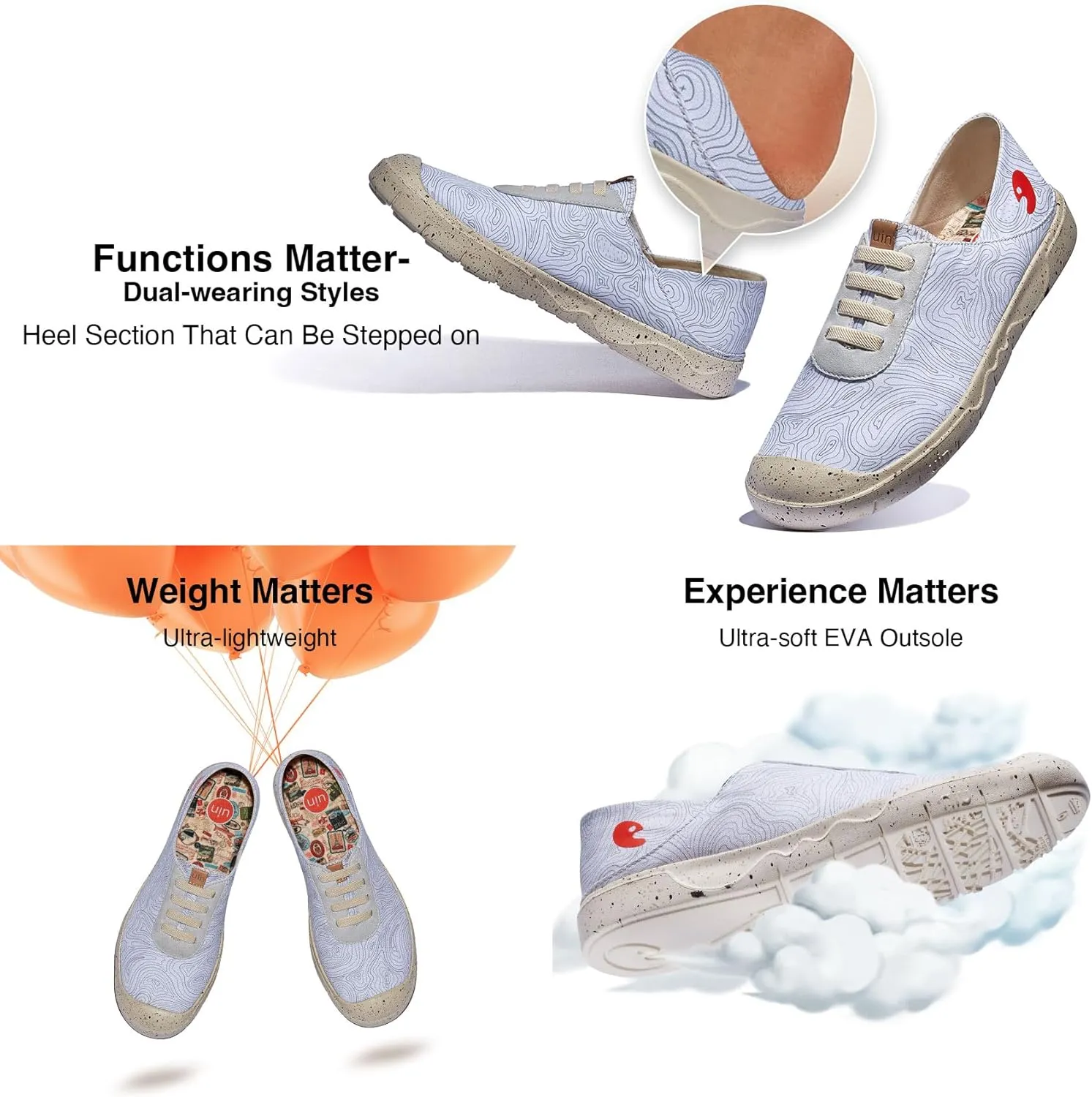 UIN Women's Fashion Sneakers Lightweight Walking Casual Slip Ons Loafers Comfortable Art Painted Travel Shoes Cadiz