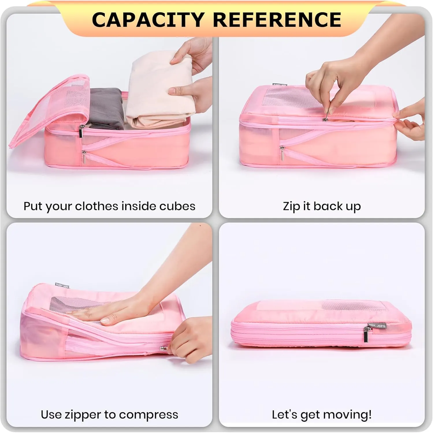 Ultralight Compression Packing Cubes Travel for Suitcases ，Compressible Mesh Packing Cubes for Travel Women Packing Organizers 4 Set