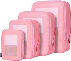 Ultralight Compression Packing Cubes Travel for Suitcases ，Compressible Mesh Packing Cubes for Travel Women Packing Organizers 4 Set